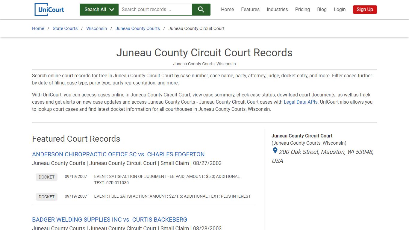 Juneau County Circuit Court Records | Juneau | UniCourt